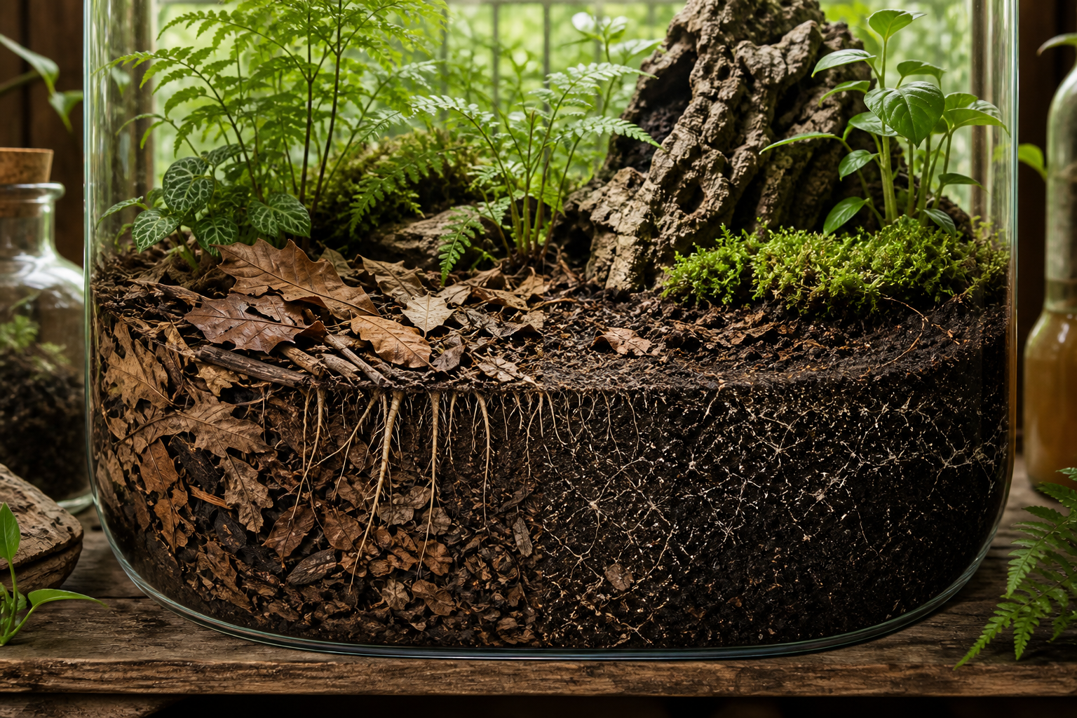 Terrarium habitat and care tools illustrating Springtail Functional Types: Match the Culture to the Habitat - Isopod King