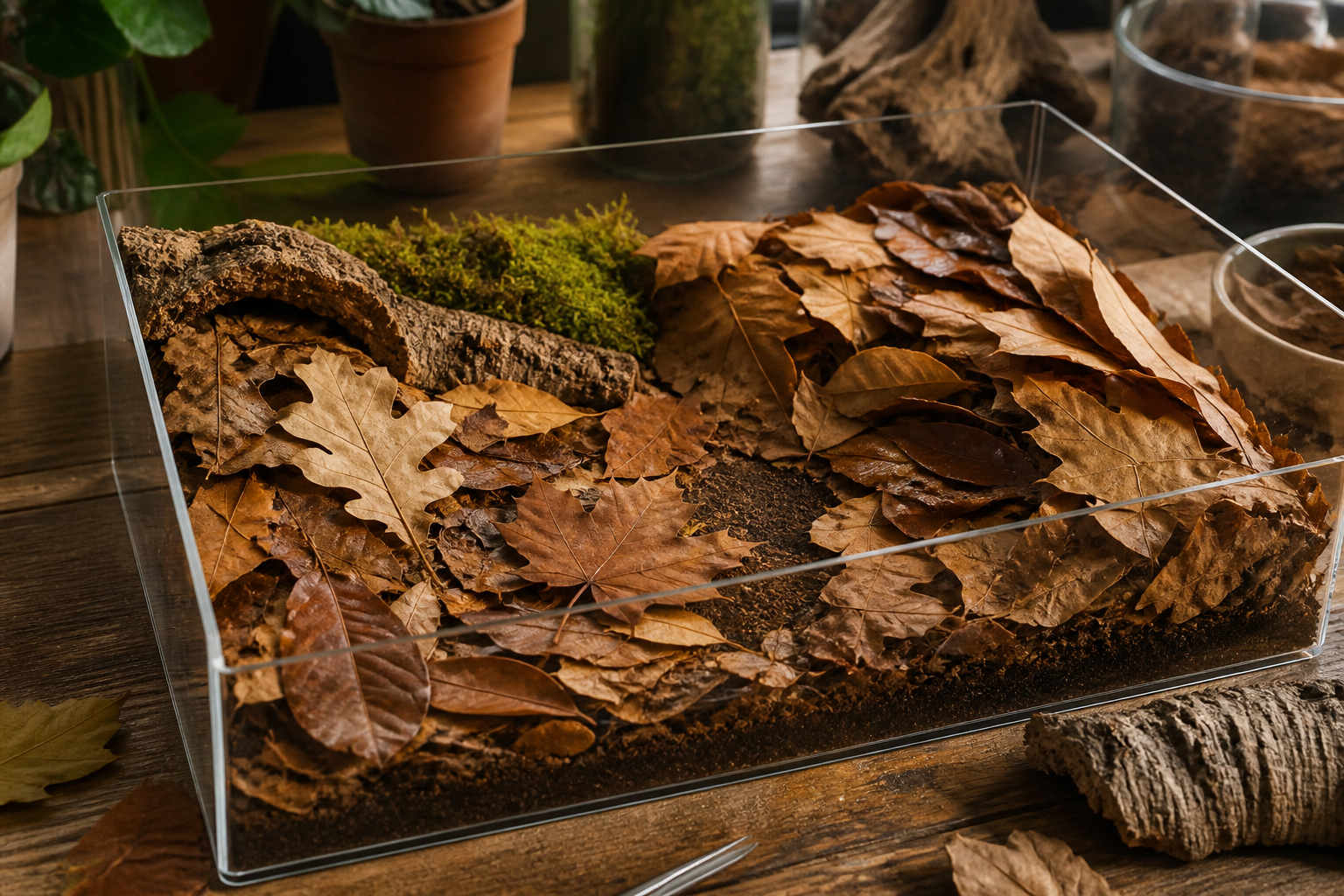 Terrarium habitat and care tools illustrating Conditioned vs Fresh Leaf Litter: What Isopods Can Actually Use - Isopod King