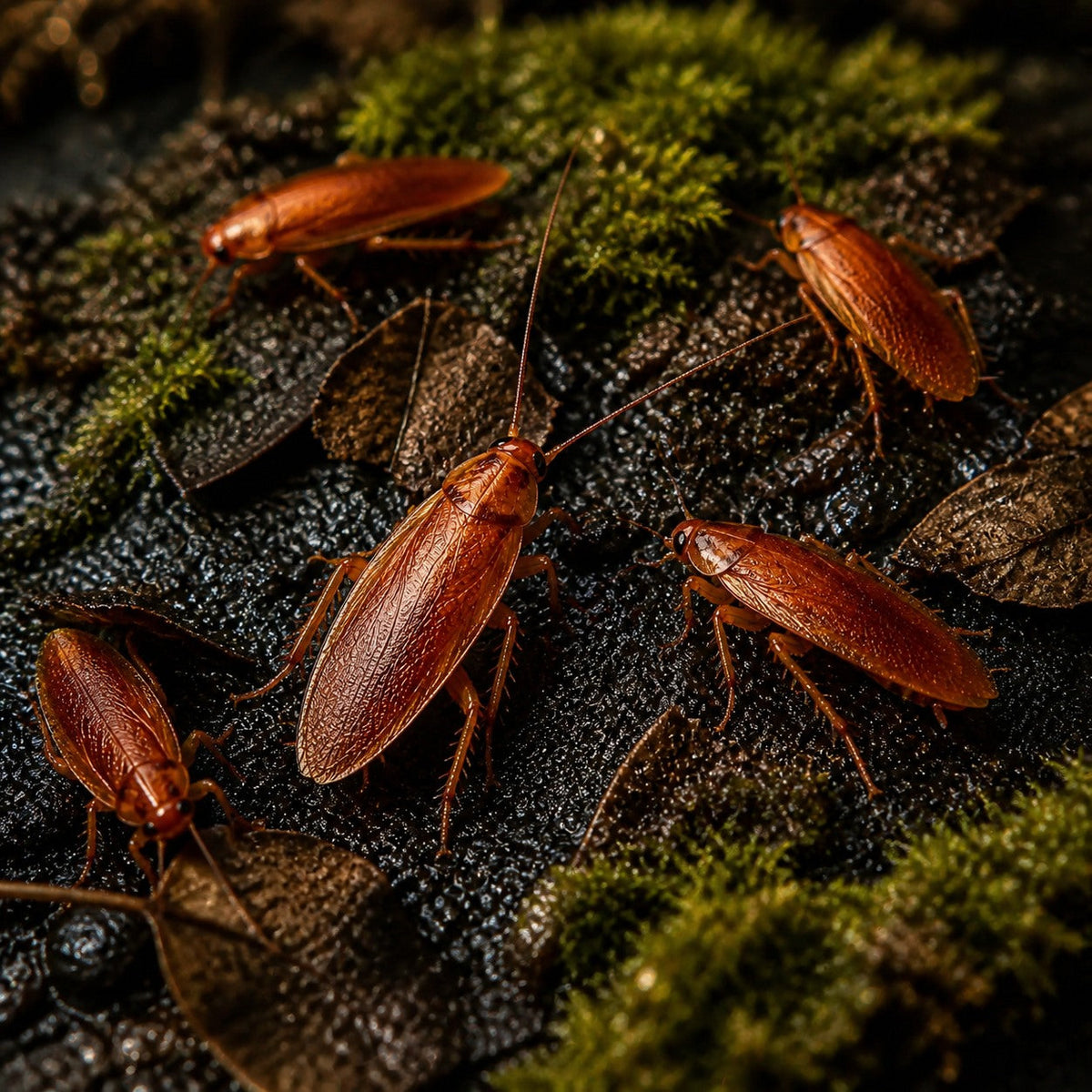 Adult Male Red Runner Roaches (Blatta lateralis)