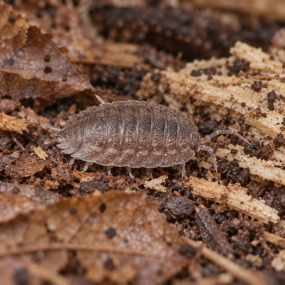 AI-generated reference-guided wide habitat view of Balkan Giant isopod.