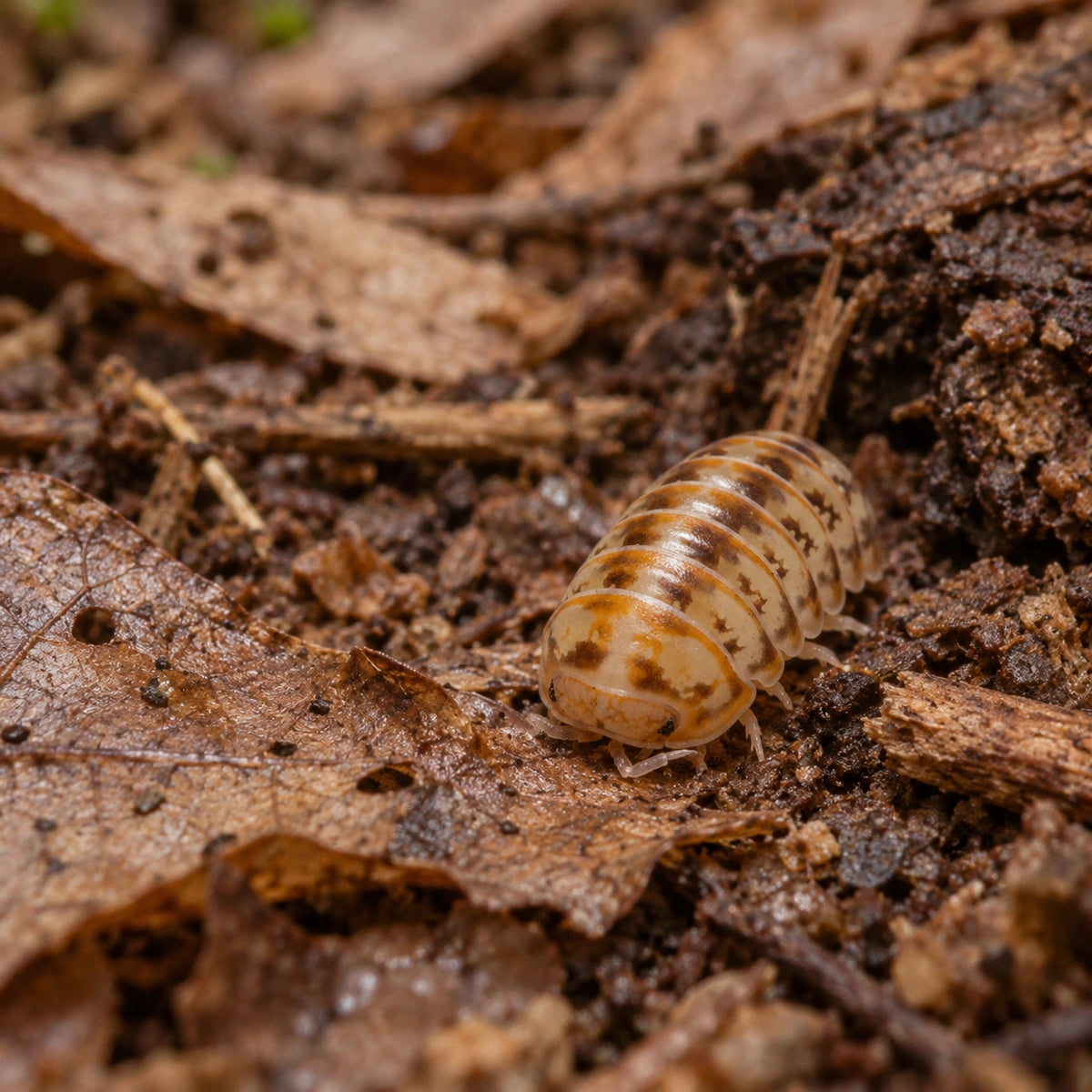 AI-generated reference-guided wide habitat view of Black Point isopod.