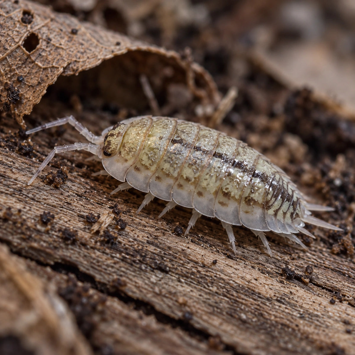 AI-generated reference-guided close view of Porcellio haasi Bright Form.