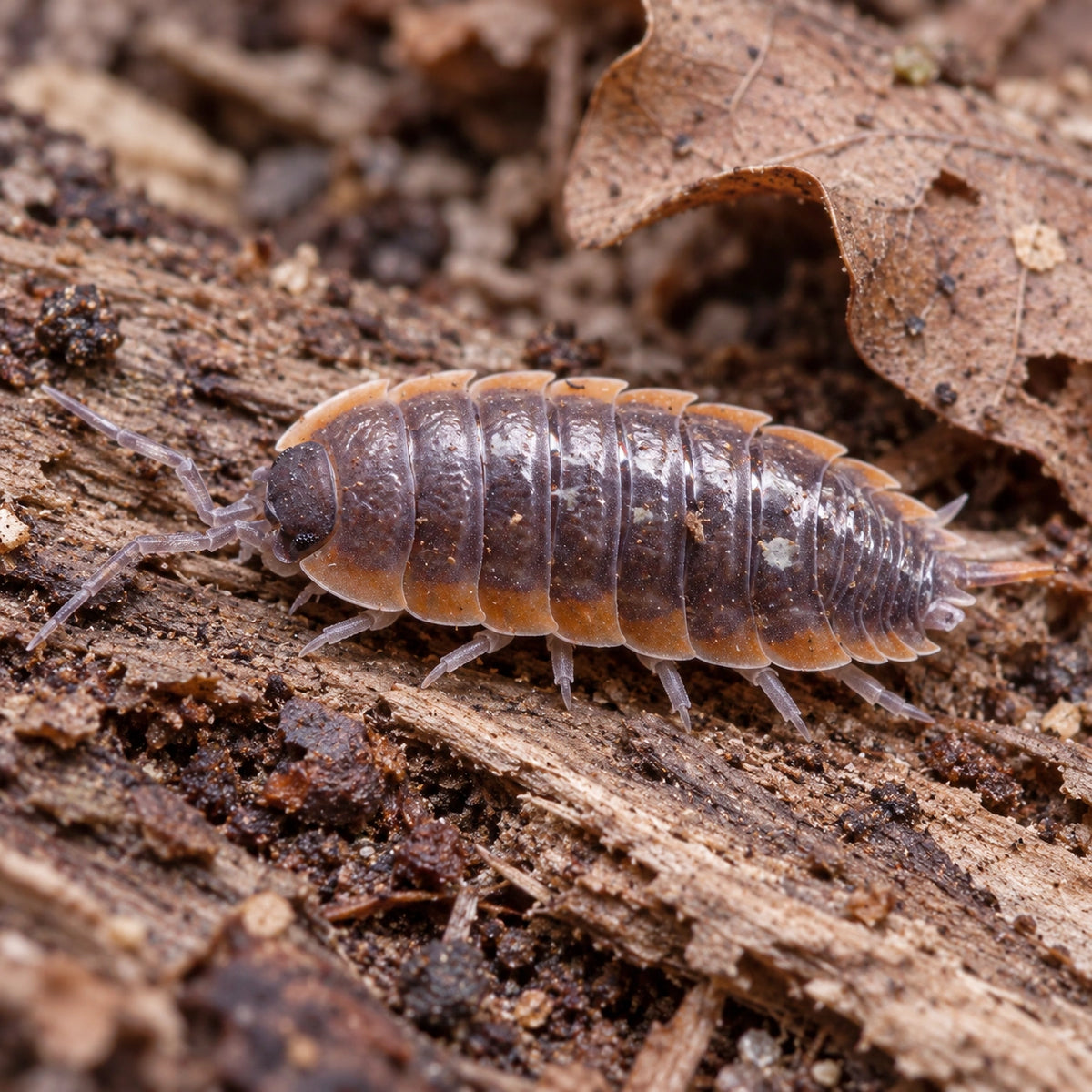AI-generated reference-guided close view of Porcellio duboscqui troglophila.