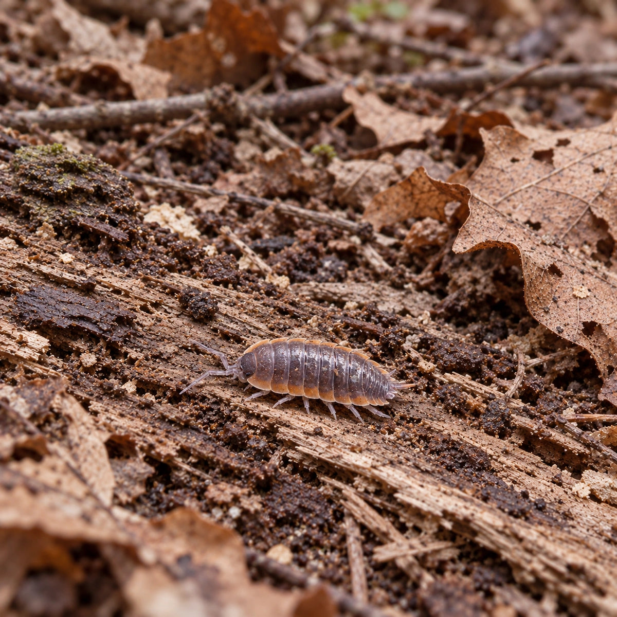 AI-generated reference-guided wide habitat view of Porcellio duboscqui troglophila.