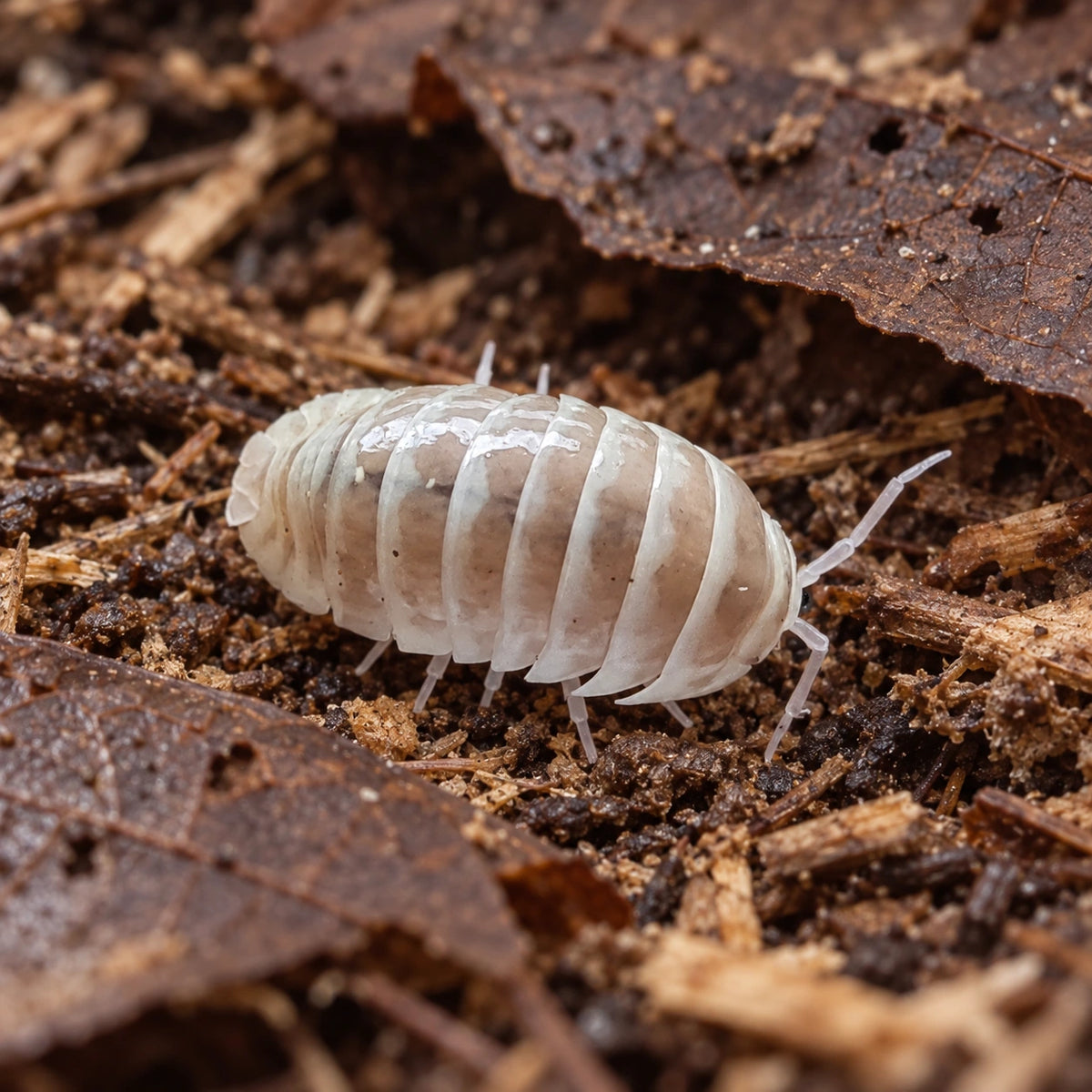 AI-generated reference-guided wide habitat view of Champagne Zebra isopod.