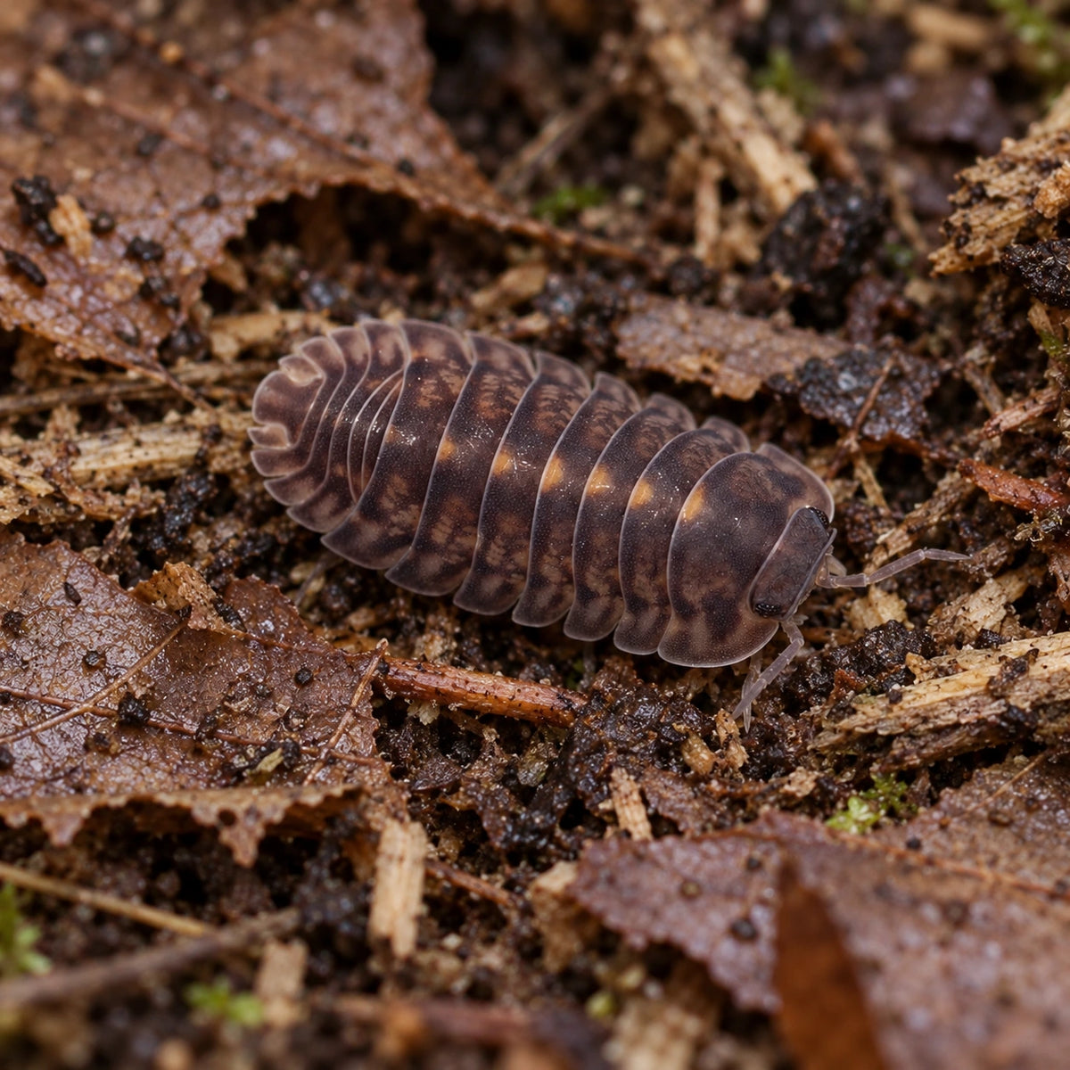 AI-generated reference-guided wide habitat view of Platin Tung Song isopod.