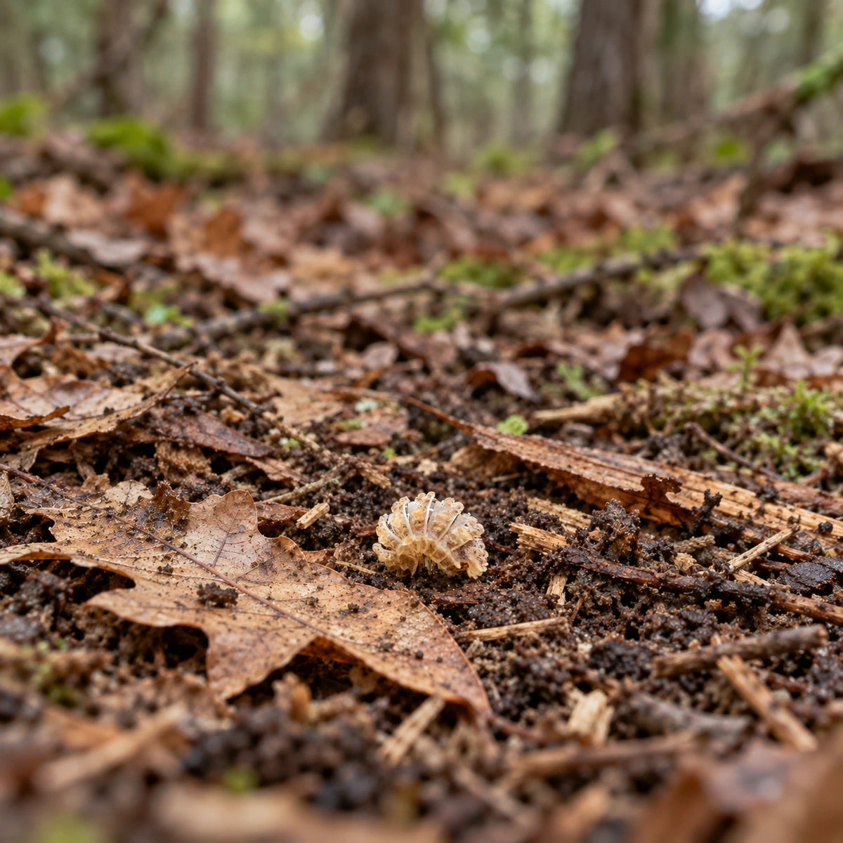 AI-generated reference-guided wide habitat view of Dwarf Spiked isopods.