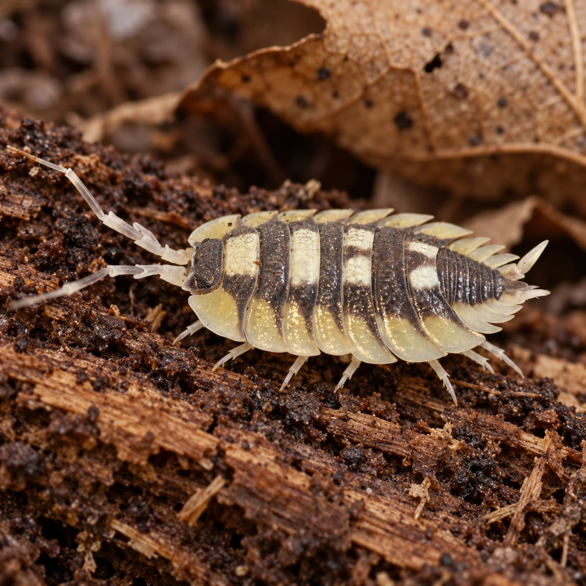 AI-generated reference-guided close view of Porcellio expansus.