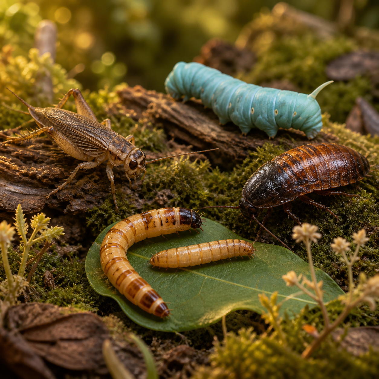 A premium assortment of live feeder insects