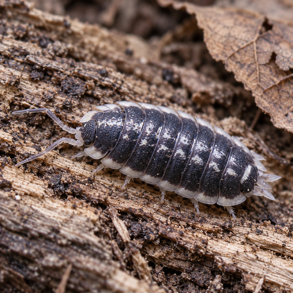 AI-generated reference-guided close view of Porcellio flavomarginatus.