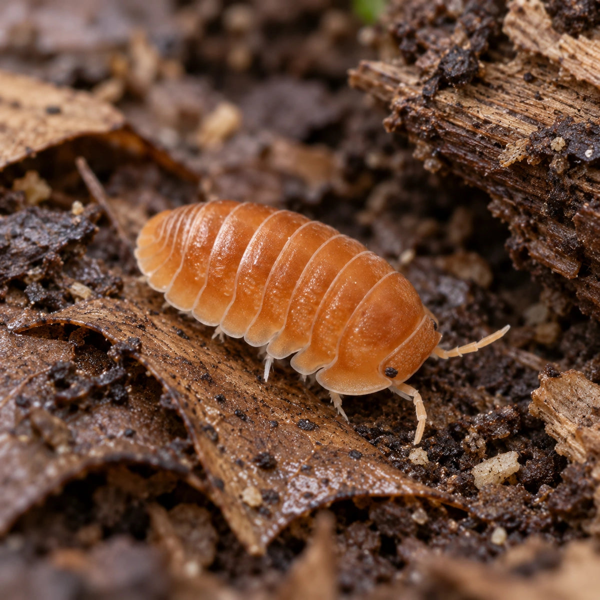 AI-generated reference-guided close view of Florida Orange isopods.