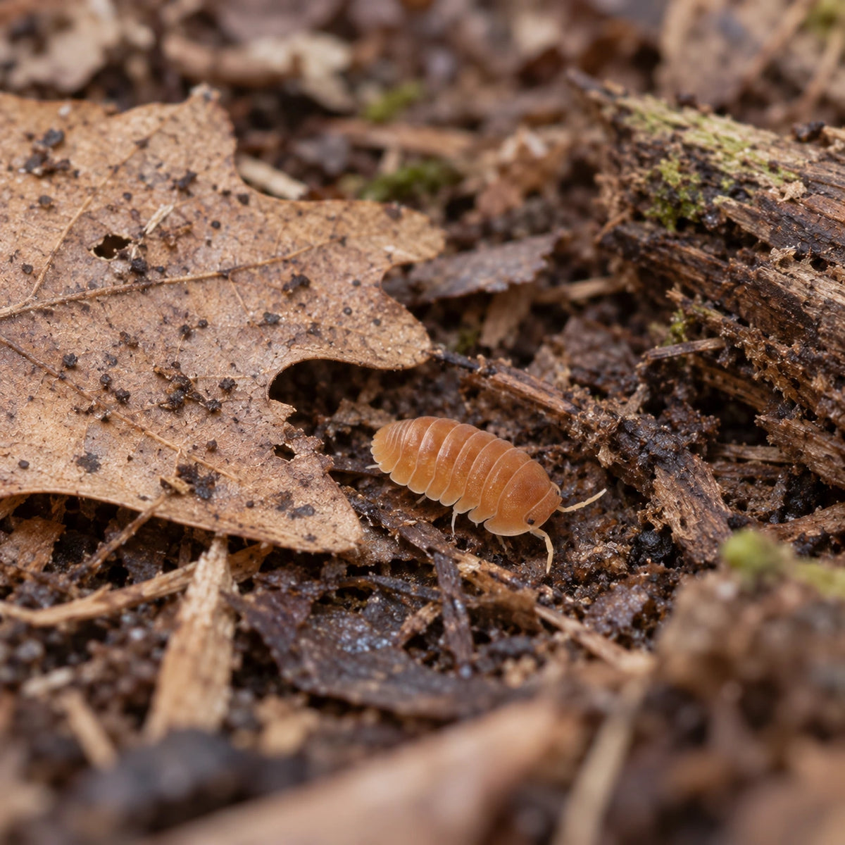AI-generated reference-guided wide habitat view of Florida Orange isopods.