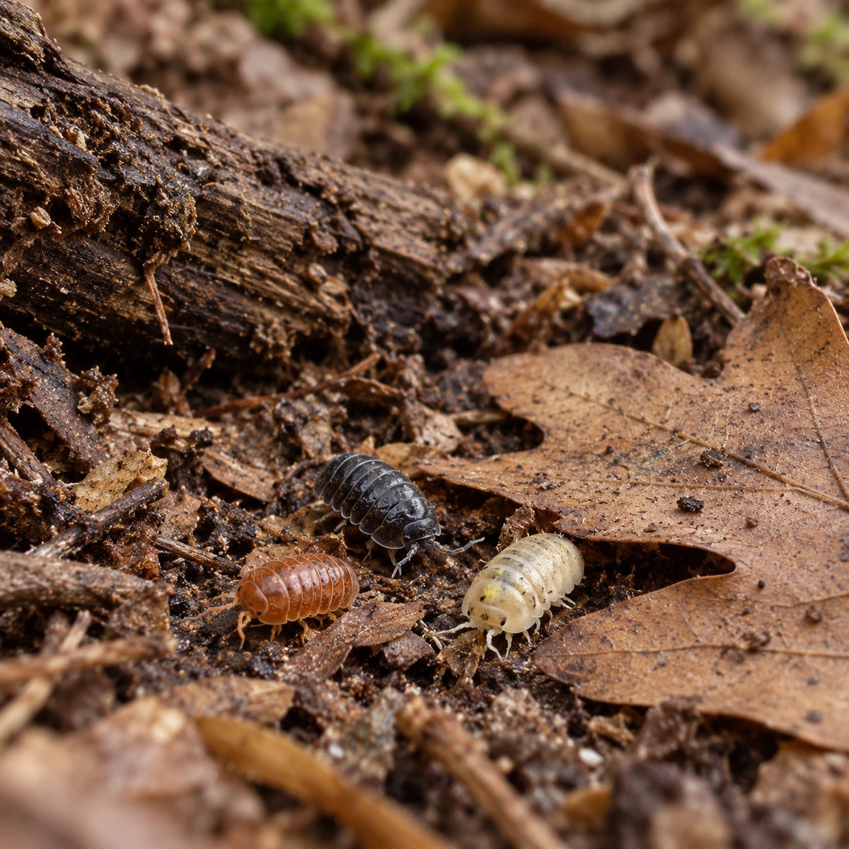 AI-generated reference-guided wide habitat view of Gem Mix isopods.