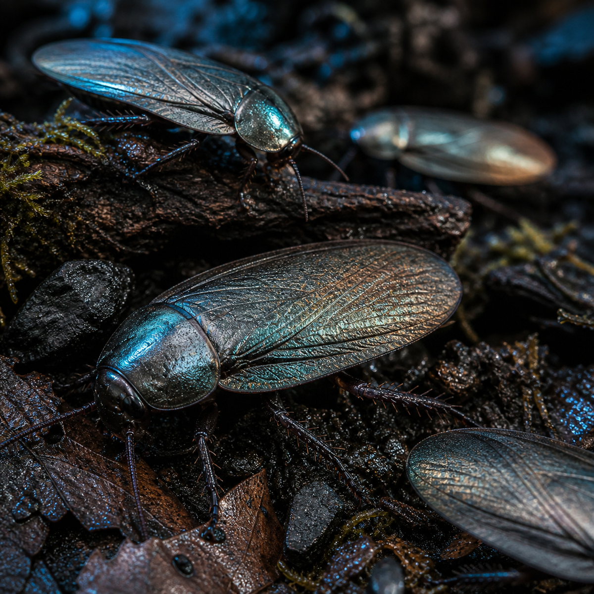 Gyna caffrorum Chrome adult roach showing metallic coloration