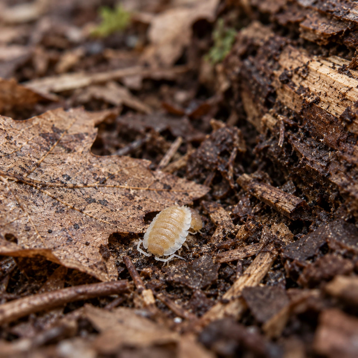 AI-generated reference-guided wide habitat view of Lemon Snow isopods.