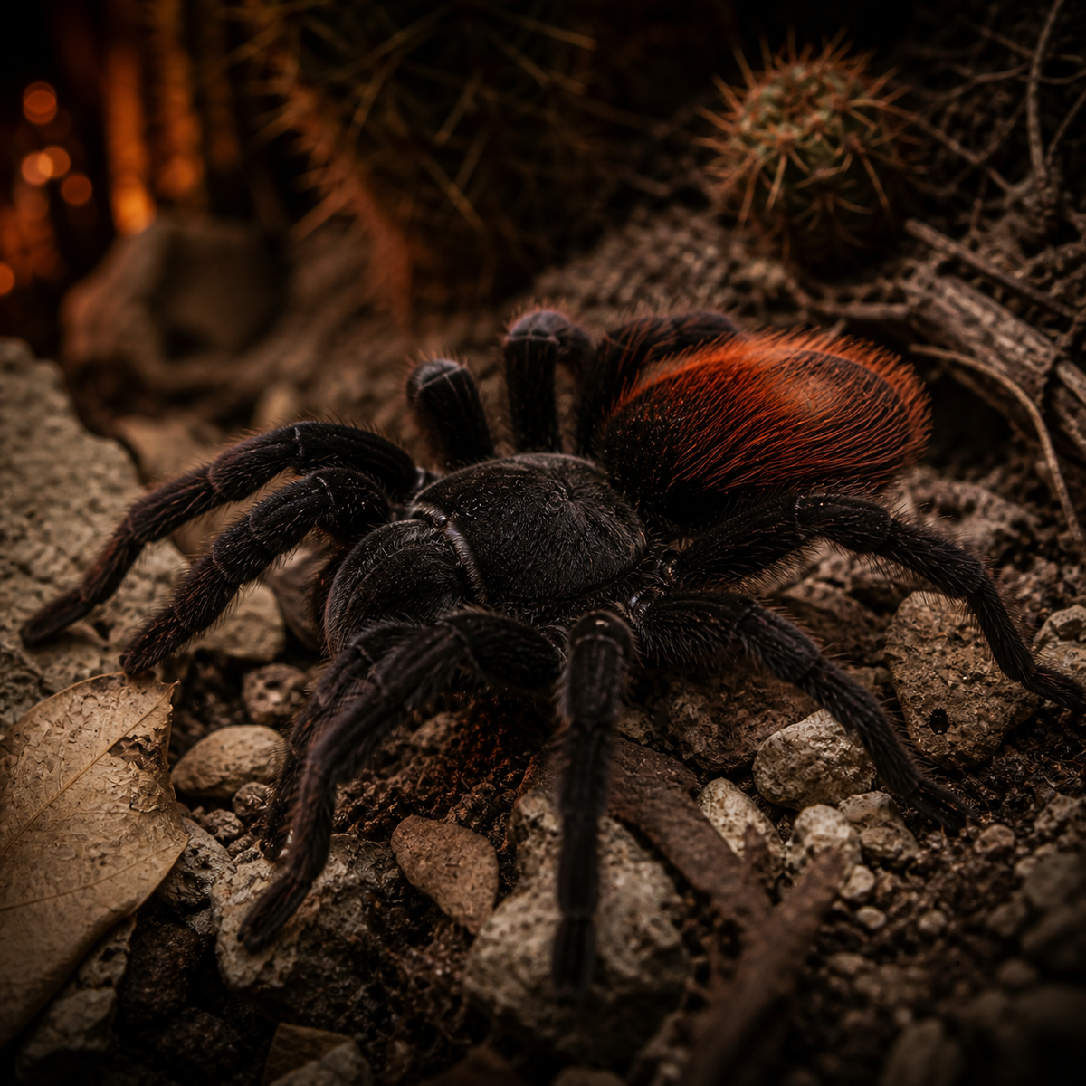 Mexican Red Rump tarantula (Tliltocatl vagans) with reddish abdominal hairs