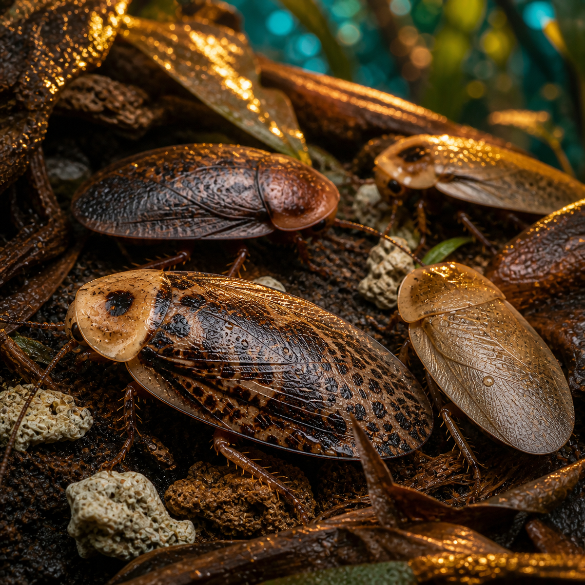 Miami Polymorphic roach (Blaberus atropos Florida) showing natural pattern variation