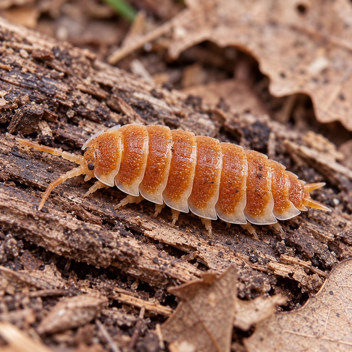 AI-generated reference-guided close view of Porcellio hoffmannseggii Orange.