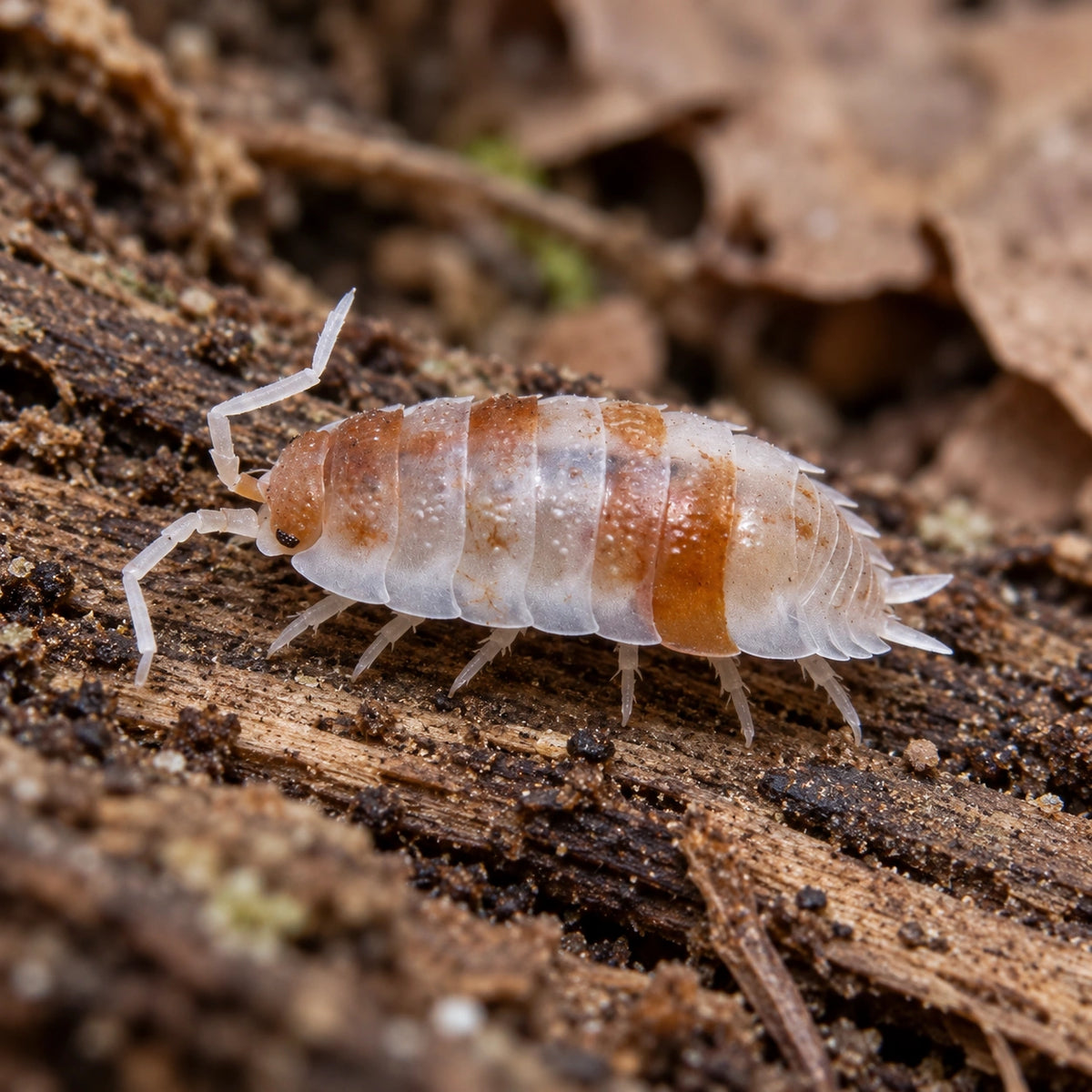 AI-generated reference-guided close view of Porcellio scaber Orange Koi.