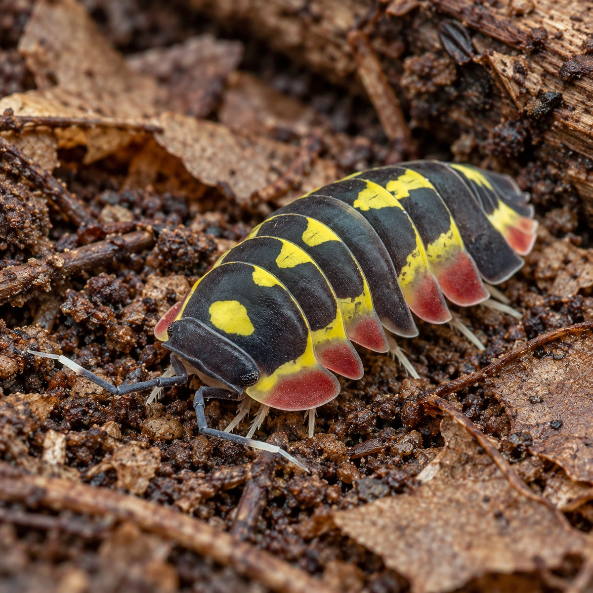 AI-generated reference-guided close view of Ardentiella sp. "Red Diablo" isopods.