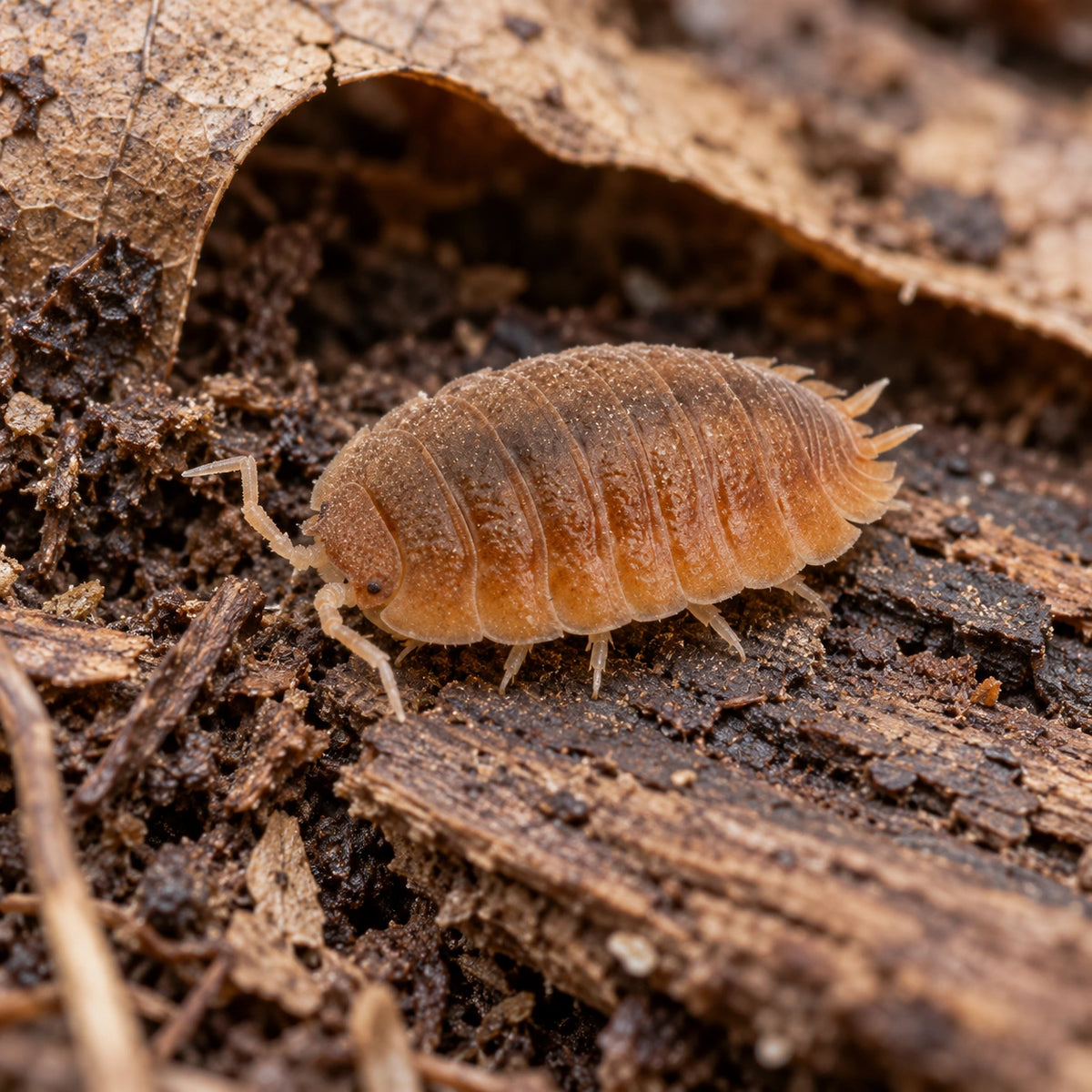 AI-generated reference-guided close view of Porcellio dilatatus Rust.