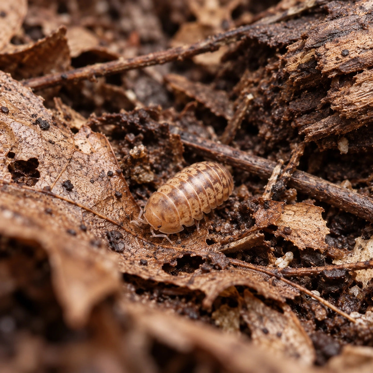AI-generated reference-guided wide habitat view of Silent Hill isopods.