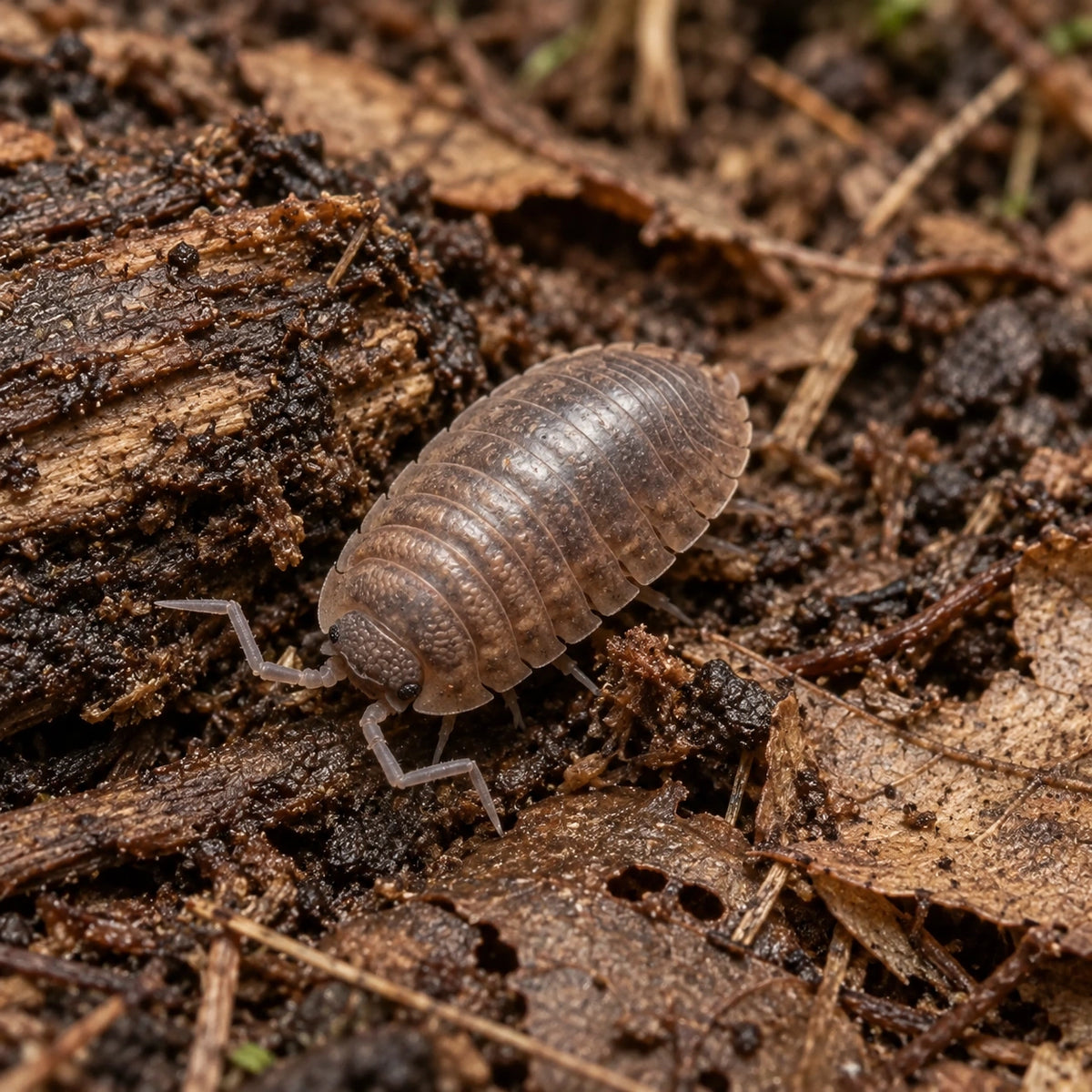 AI-generated reference-guided close view of Sunset Dilatatus isopods.