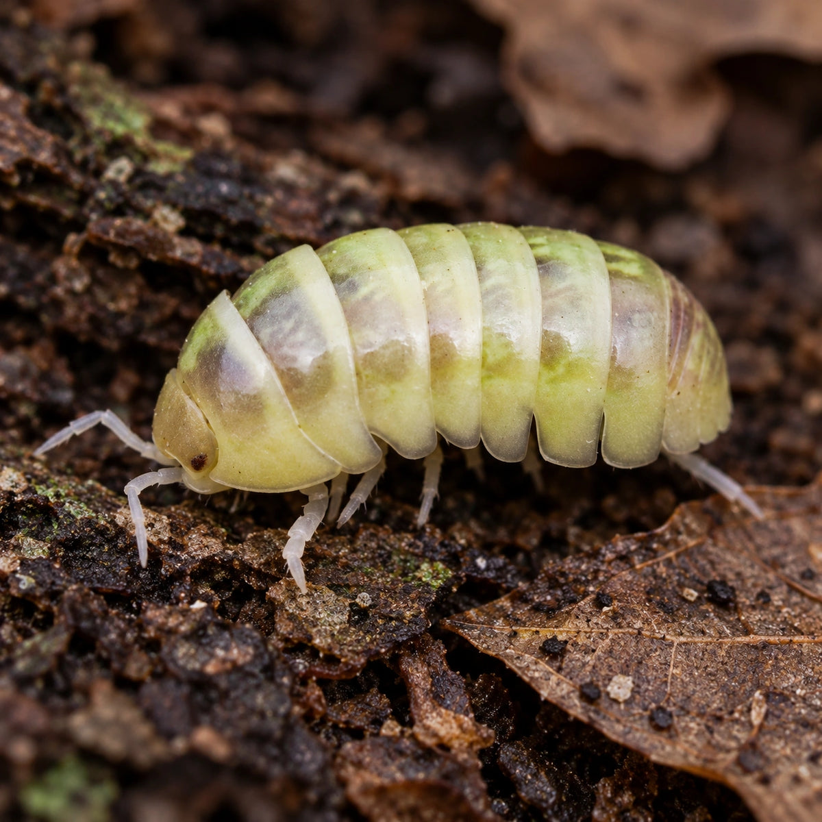 AI-generated reference-guided view of T-plus Albino Armadillidium vulgare.