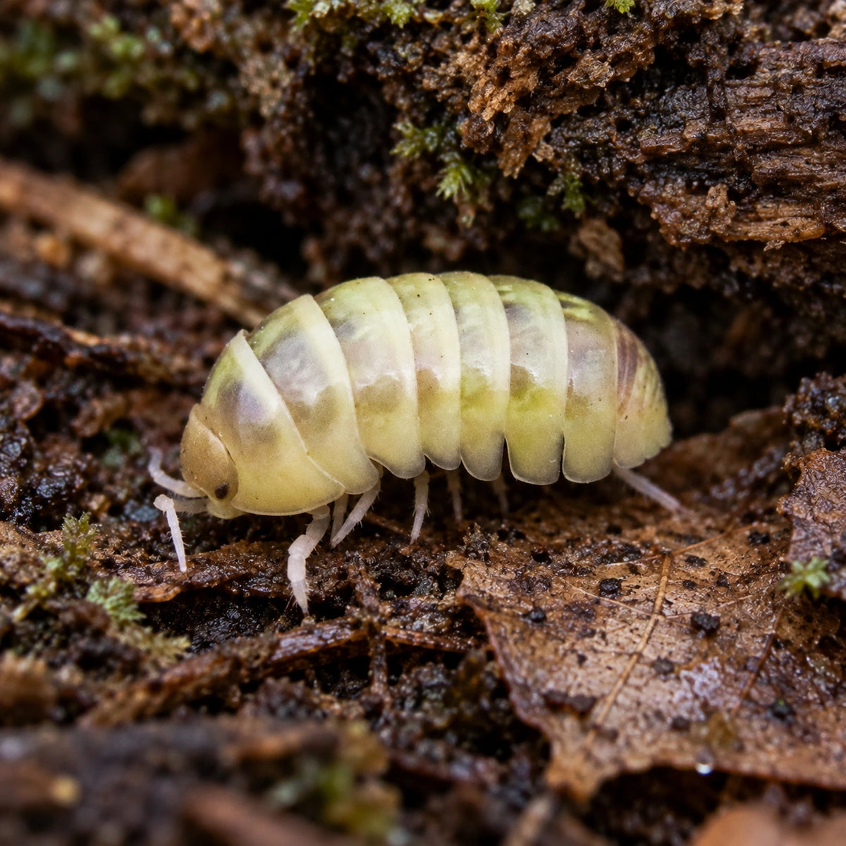 AI-generated reference-guided close view of T-positive Albino isopods.