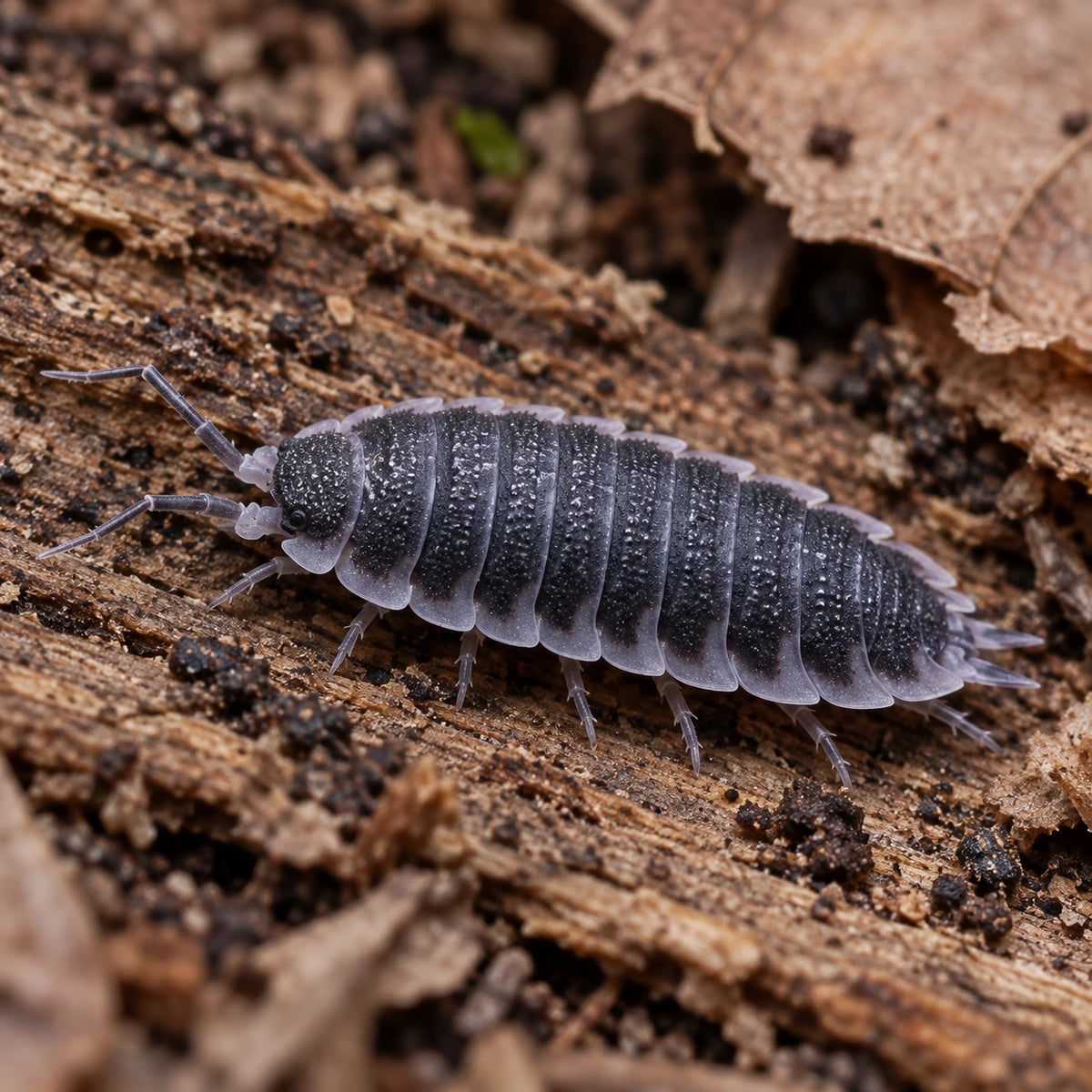 AI-generated reference-guided close view of Porcellio hoffmannseggii.