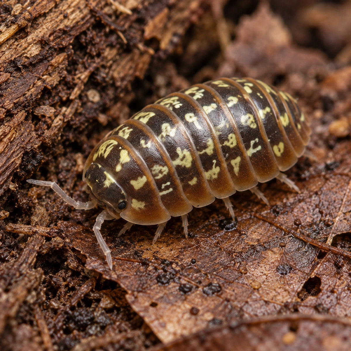 AI-generated reference-guided close view of Twisted Clown isopods.