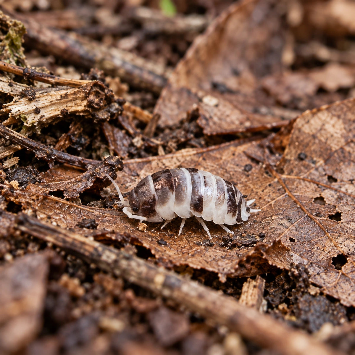 AI-generated reference-guided wide habitat view of Ukraine Pied isopods.