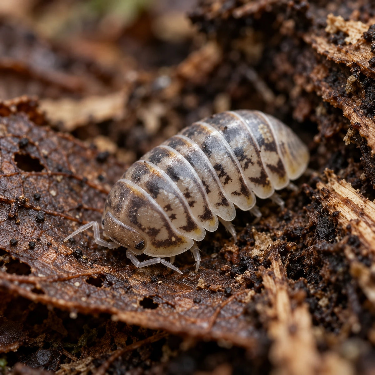 AI-generated reference-guided close view of Venezillo 264 isopods.