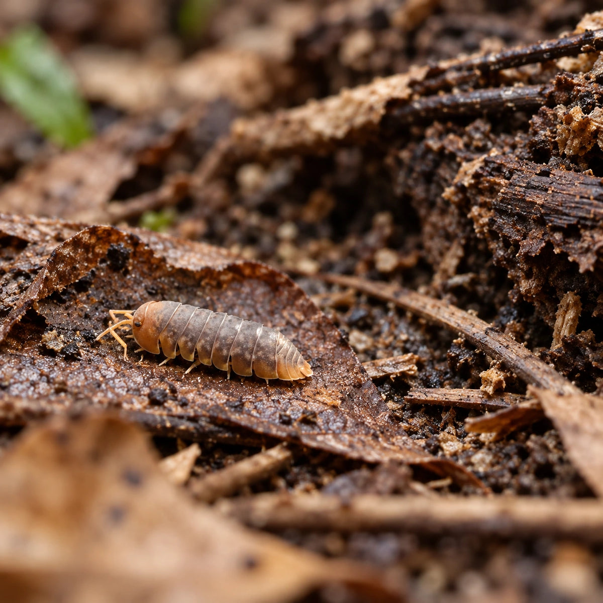 AI-generated reference-guided wide habitat view of Vietnam Sinodillo isopods.