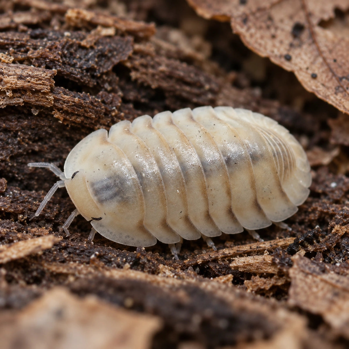 AI-generated reference-guided close view of White Pigeon isopods.