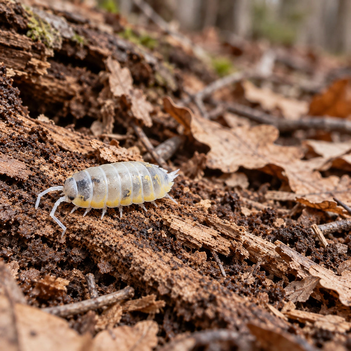 AI-generated reference-guided wide habitat view of Porcellio sp. Witch’s Brew.