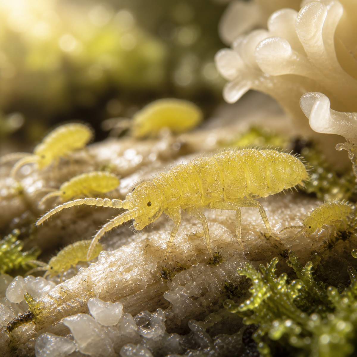 Yellow Albino Springtails (Ceratophysella sp.) (image 2 of 2)