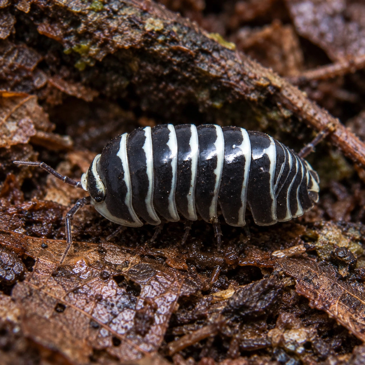 AI-generated reference-guided close view of Zebra isopods.